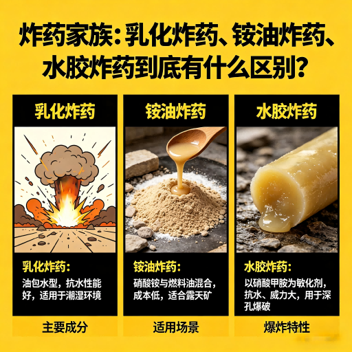 祁连炸药家族：乳化炸药、铵油炸药、水胶炸药到底有什么区别？